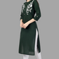 House of RP Women's Green Rayon Chicken Embroidered Straight Kurta | Swadesiicart