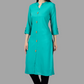 House of RP Women's Turquoise Rayon Solid Frontslit Straight Kurta | Swadesiicart