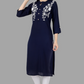 House of RP Women's Blue Rayon Chicken Embroidered Straight Kurta | Swadesiicart