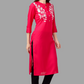 House of RP Women's Pink Rayon Chicken Embroidered Straight Kurta | Swadesiicart