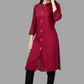 House of RP Women's Maroon Rayon Solid Frontslit Straight Kurta | Swadesiicart