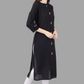 House of RP Women's Black Rayon Solid Frontslit Straight Kurta | Swadesiicart