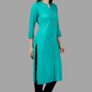 House of RP Women's Turquoise Rayon Solid Frontslit Straight Kurta | Swadesiicart