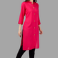 House of RP Women's Pink Rayon Solid Frontslit Straight Kurta | Swadesiicart