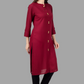 House of RP Women's Maroon Rayon Solid Frontslit Straight Kurta | Swadesiicart