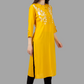 House of RP Women's Yellow Rayon Chicken Embroidered Straight Kurta | Swadesiicart