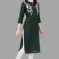 House of RP Women's Green Rayon Chicken Embroidered Straight Kurta | Swadesiicart
