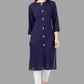 House of RP Women's Blue Rayon Solid Frontslit Straight Kurta | Swadesiicart