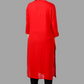 House of RP Women's Red Rayon Solid Frontslit Straight Kurta | Swadesiicart