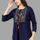 House of RP Women Blue Rayon Embroidered Flared Tunic | Swadesiicart