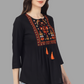 House of RP Women Black Rayon Embroidered Flared Tunic | Swadesiicart