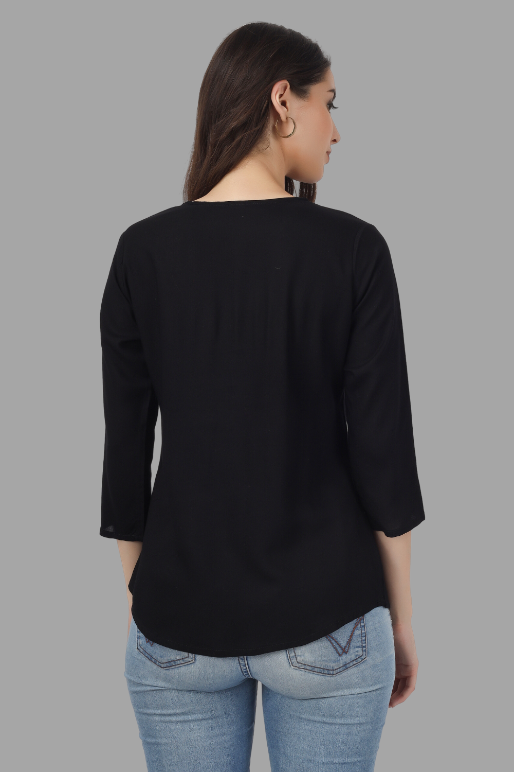 House of RP Women Black Rayon Embroidered Flared Tunic | Swadesiicart