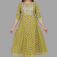 House of RP Women's Green Cotton Floral Yoke Embroidered Anarkali Kurta & Pant Set | Swadesiicart