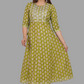 House of RP Women's Green Cotton Floral Yoke Embroidered Anarkali Kurta & Pant Set | Swadesiicart