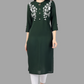 House of RP Women's Green Rayon Chicken Embroidered Straight Kurta | Swadesiicart