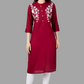 House of RP Women's Maroon Rayon Chicken Embroidered Straight Kurta | Swadesiicart