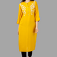 House of RP Women's Yellow Rayon Chicken Embroidered Straight Kurta | Swadesiicart