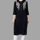 House of RP Women's Black Rayon Chicken Embroidered Straight Kurta | Swadesiicart