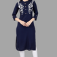 House of RP Women's Blue Rayon Chicken Embroidered Straight Kurta | Swadesiicart