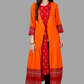 House of RP Women's Red Rayon Embroidered Circular Kurta with Shurg | Swadesiicart
