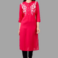 House of RP Women's Pink Rayon Chicken Embroidered Straight Kurta | Swadesiicart