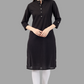 House of RP Women's Black Solid Cotton Straight Kurta | Swadesiicart