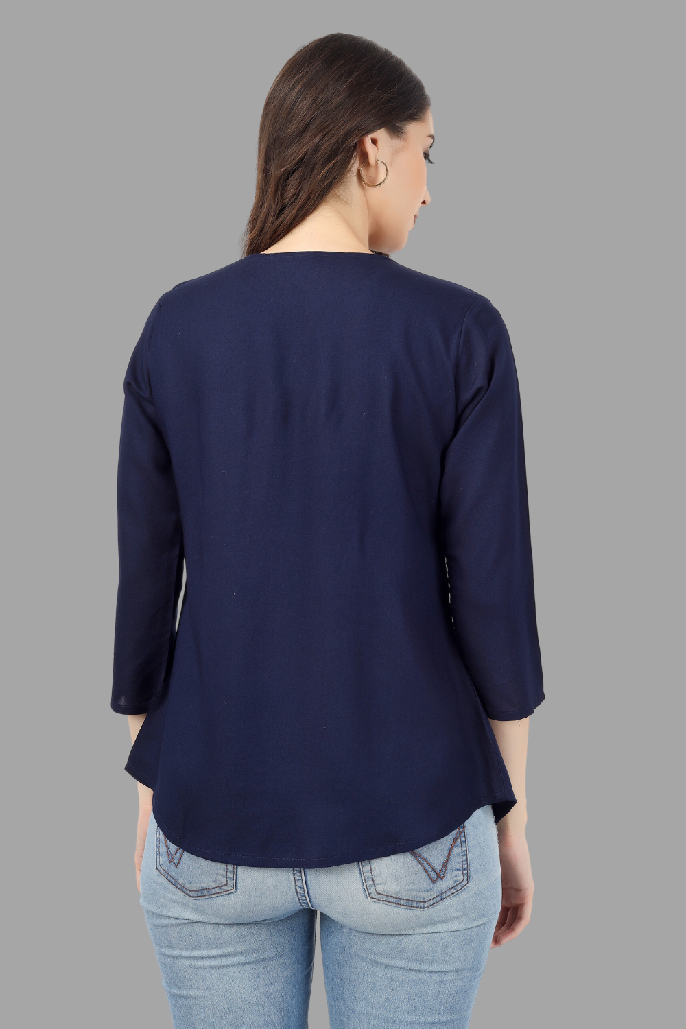 House of RP Women Blue Rayon Embroidered Flared Tunic | Swadesiicart