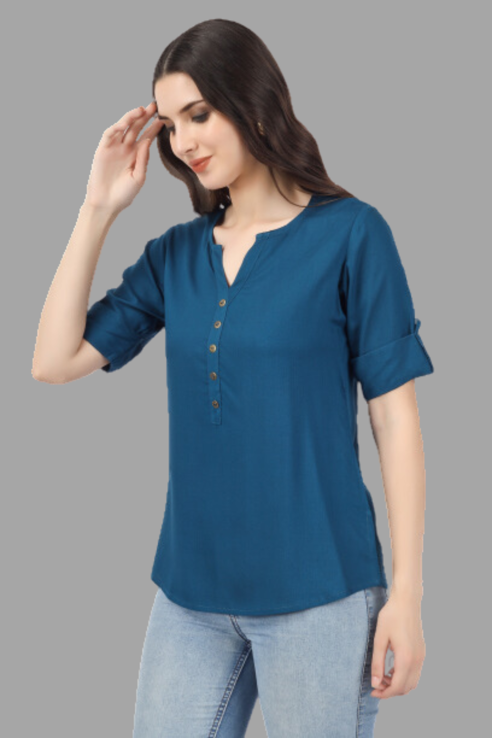 House of RP Women Blue Rayon Solid Casual Tunic | Swadesiicart