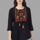 House of RP Women Black Rayon Embroidered Flared Tunic | Swadesiicart