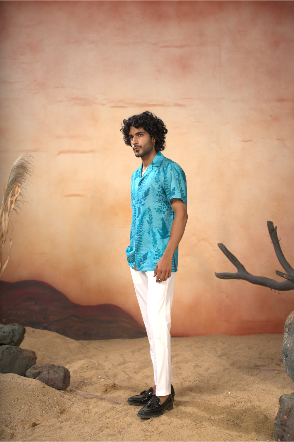Breezy Leaves Print Cotton Shirt by Hilo Design