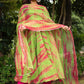 Pomcha Jaipur Tie And Dye Green Organza Anarkali Set | Swadesiicart