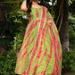 Pomcha Jaipur Tie And Dye Green Organza Anarkali Set | Swadesiicart