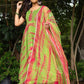 Pomcha Jaipur Tie And Dye Green Organza Anarkali Set | Swadesiicart