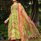 Pomcha Jaipur Tie And Dye Green Organza Anarkali Set | Swadesiicart