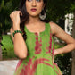 Pomcha Jaipur Tie And Dye Green Organza Anarkali Set | Swadesiicart