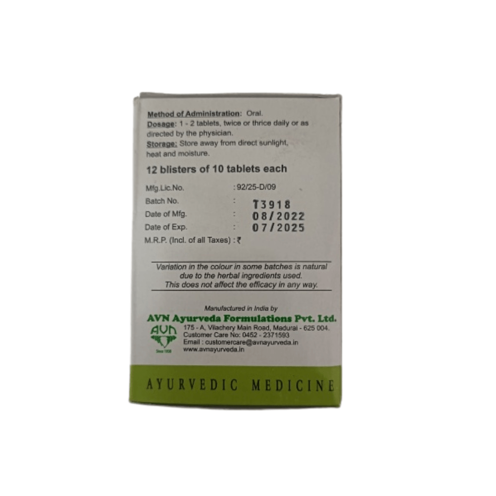 AVN Ayurveda Shaddharana DS Tablets - Swadesiicart