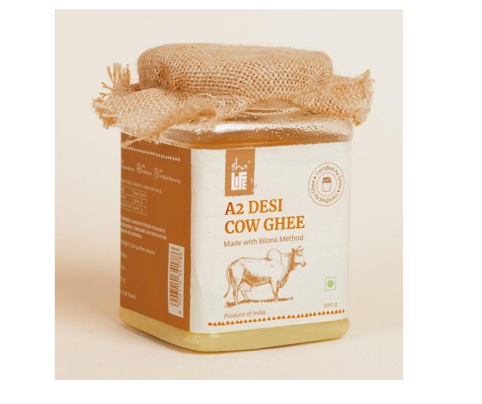 Isha Life Pure A2 Desi Cow Ghee | Made Traditionally from Curd | Made from Grass-fed Free Grazing Desi Cows' Milk - Swadesiicart
