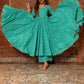 Pomcha Jaipur Bandhej Tiffany Blue Cotton Anarkali Set | Swadesiicart