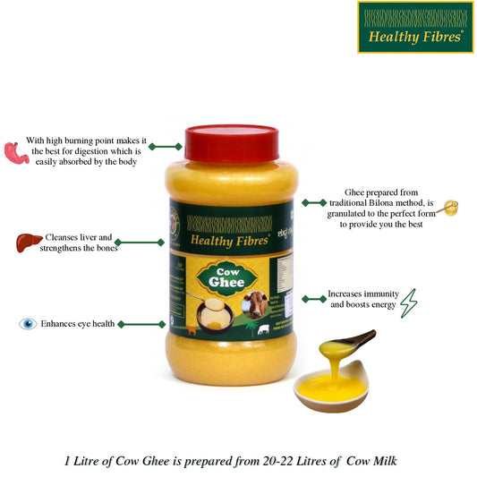 Healthy Fibres Cow Ghee | Homemade Cow Desi Ghee | Pure Cow Ghee for Better Digestion and Immunity - Swadesiicart