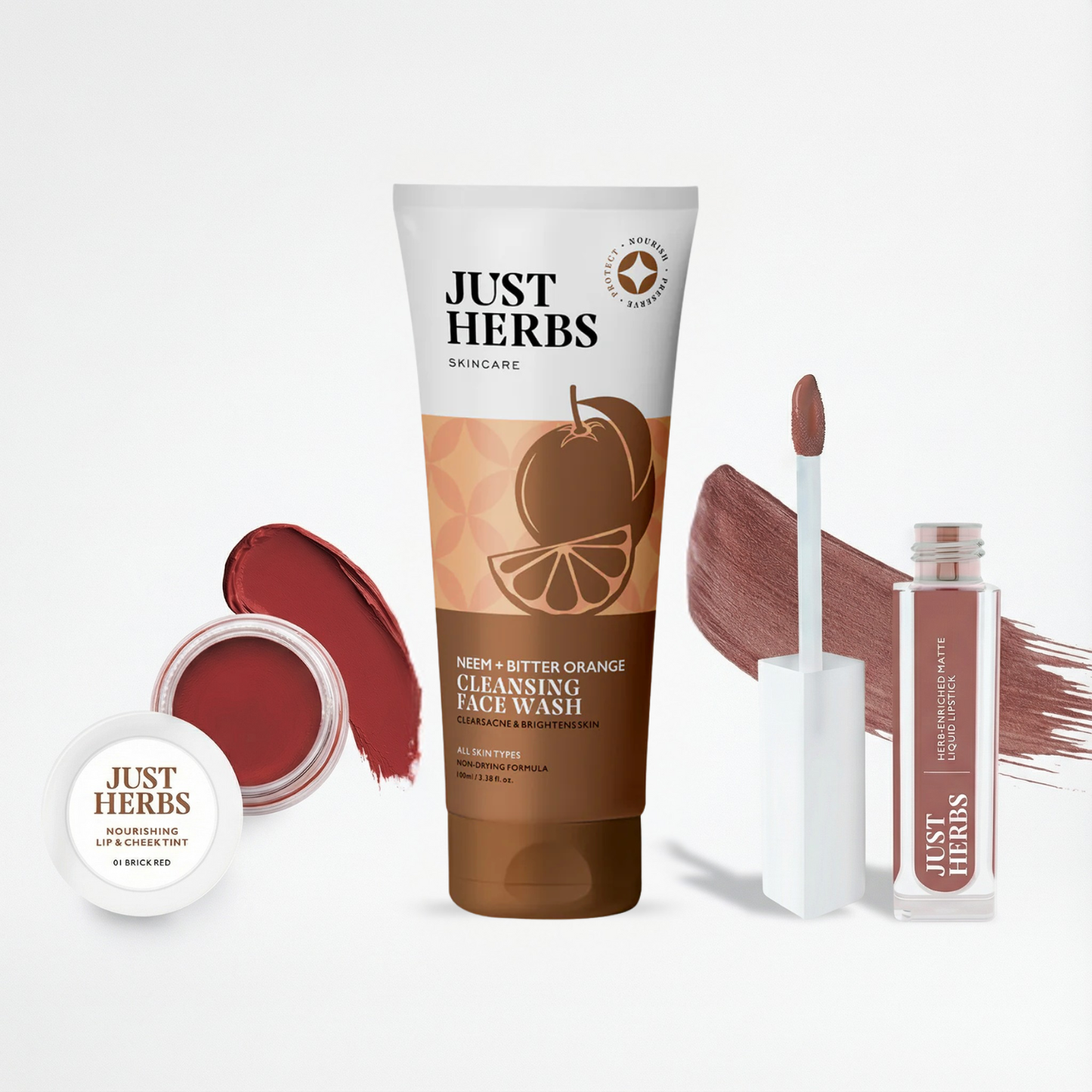 Cleansing Face Wash  Silksplash + Nourishing Lip and Cheek Tint + Herb-enriched Matte Liquid Lipstick
