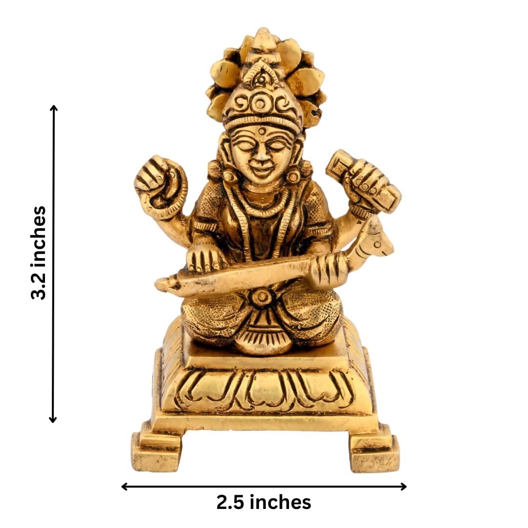 ShreeYaash Brass Goddess Saraswati Idol - Swadesiicart