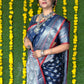 Jyoti Fashion Women's Navy Blue Soft Handloom Silk Zari Woven Saree with Blouse | Swadesiicart
