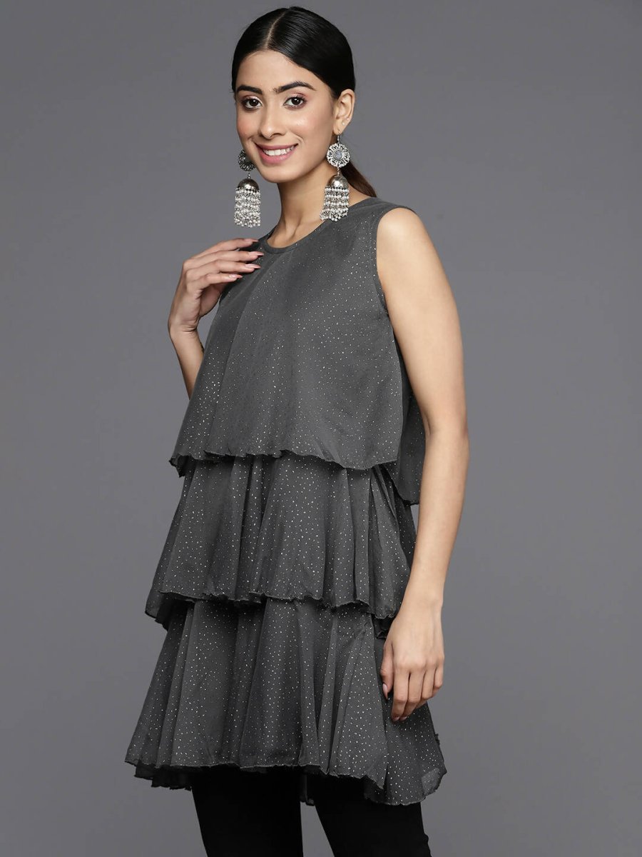 Ahalyaa Women's Traditional wear Tunic - Grey | Swadesiicart