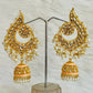 Beige Gold-Polished Peacock Design Brass Kundan Stone Handcrafted Jhumka Latkan Earrings For Women And Girls By House of Ree - Swadesiicart