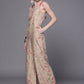 Ahalyaa Women Tan Printed Basic Jumpsuit - Swadesiicart