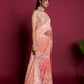 Vamsee Peach & White Georgette Designer Saree - Swadesiicart