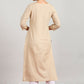 Aavyora Women's Beige Woven Striped V-Neck Kurta - Swadesiicart
