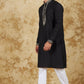 Bluesaanchi Men's Sunshine Handwoven Embroidered Black Kurta Set | Swadesiicart