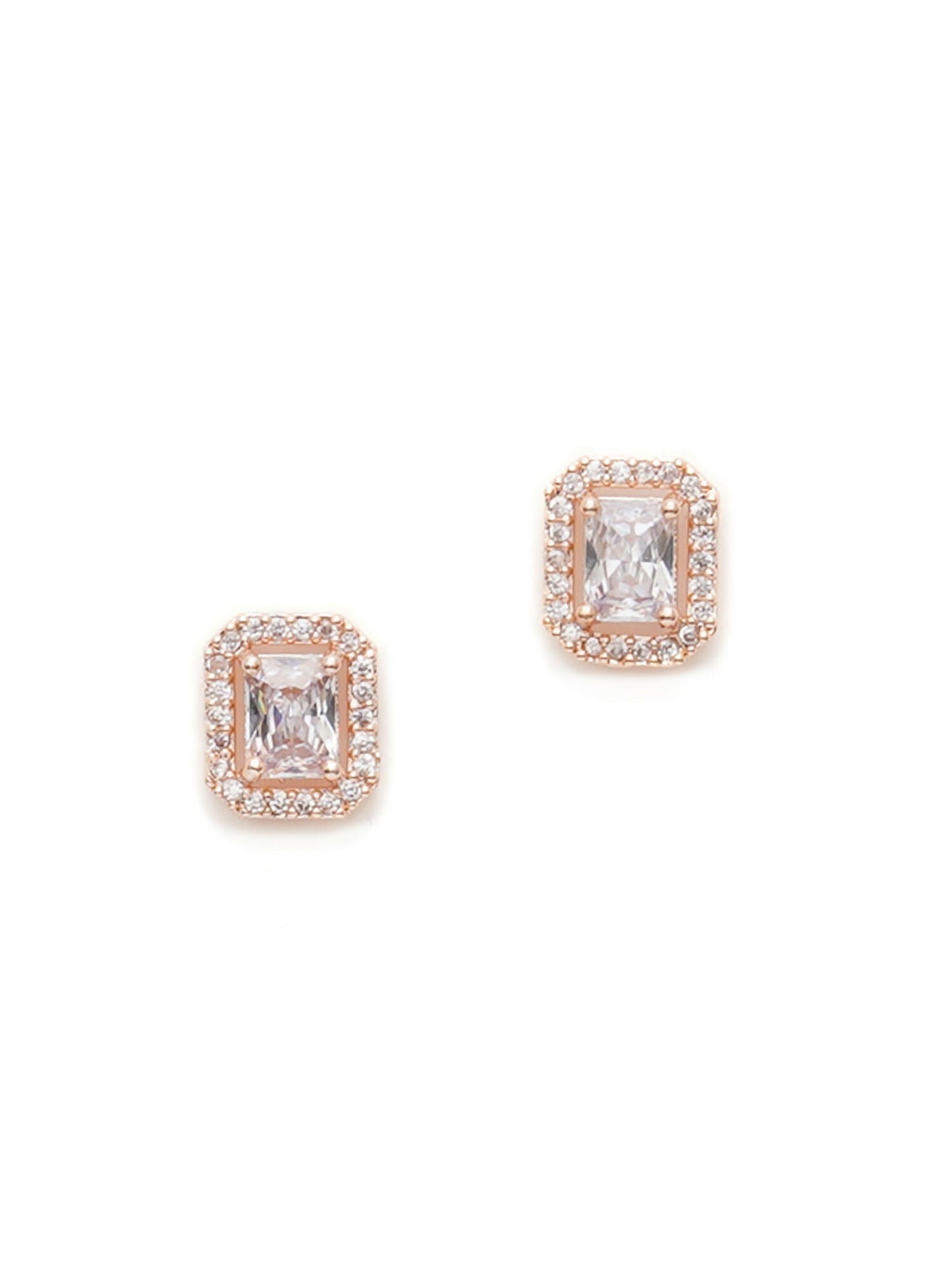 stone stud (Rose gold) - Ruby Raang - Swadesiicart