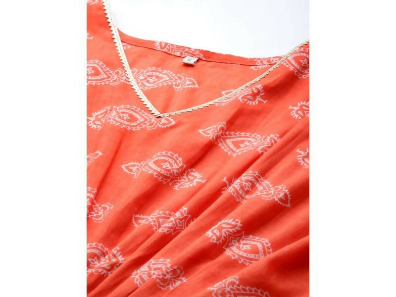 Ahalyaa Women's Traditional wear Kurta Set - Rust | Swadesiicart